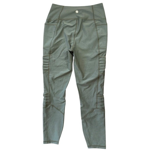 Eddie Bauer Ribbed Moto Olive Green Crop Leggings Women’s M Hiking Outdoor Pants - Picture 4 of 12